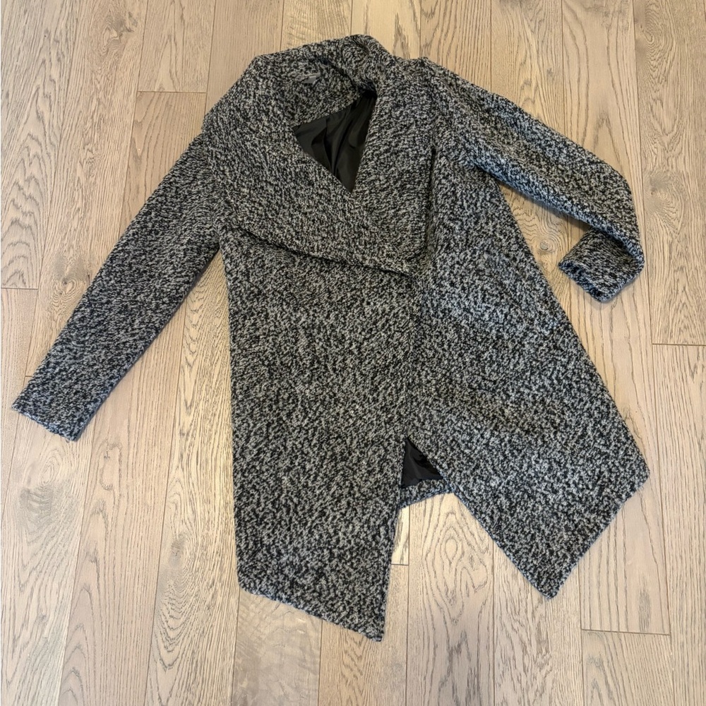 H&M Black and White Textured Knit Sweater Jacket